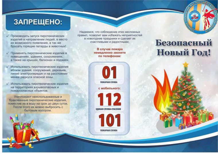 Правила пожарной безопасности в период проведения новогодних праздников.